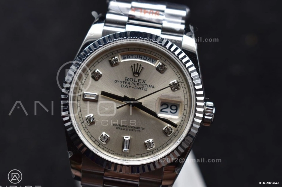Steel Silver vr3255 Dial President 904L (Gain on Edition Breathable 36 Bracelet DayDate Weight) V5 690 SS Diamond Best QF 1003